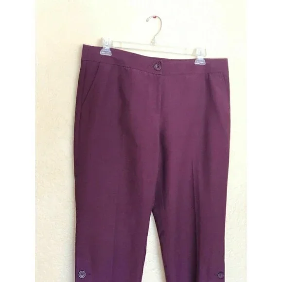 Nordstrom Signature Womens Purple Knit Slim Leg Crop Twill Pants Size 16 - Picture 11 of 12